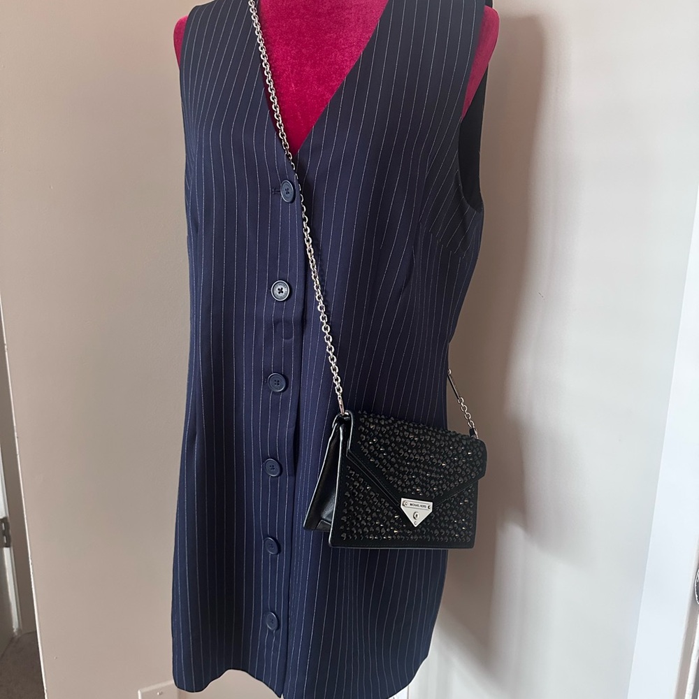 Steve Madden Navy Pinstripe Sleeveless Dress